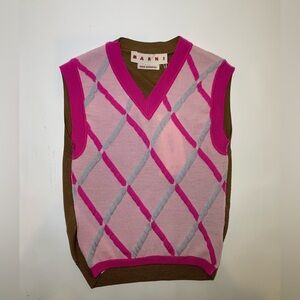 MARNI Mixed Knit Sweater Vest in Mauve